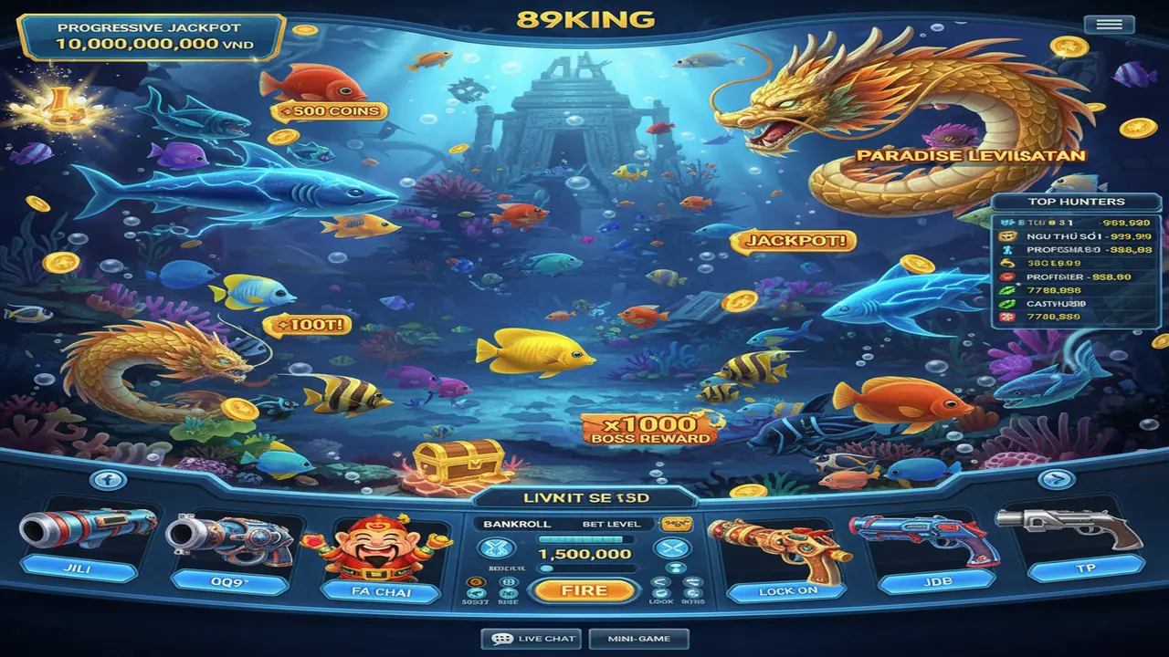 Top 5 sảnh Bắn Cá đổi thưởng 89king